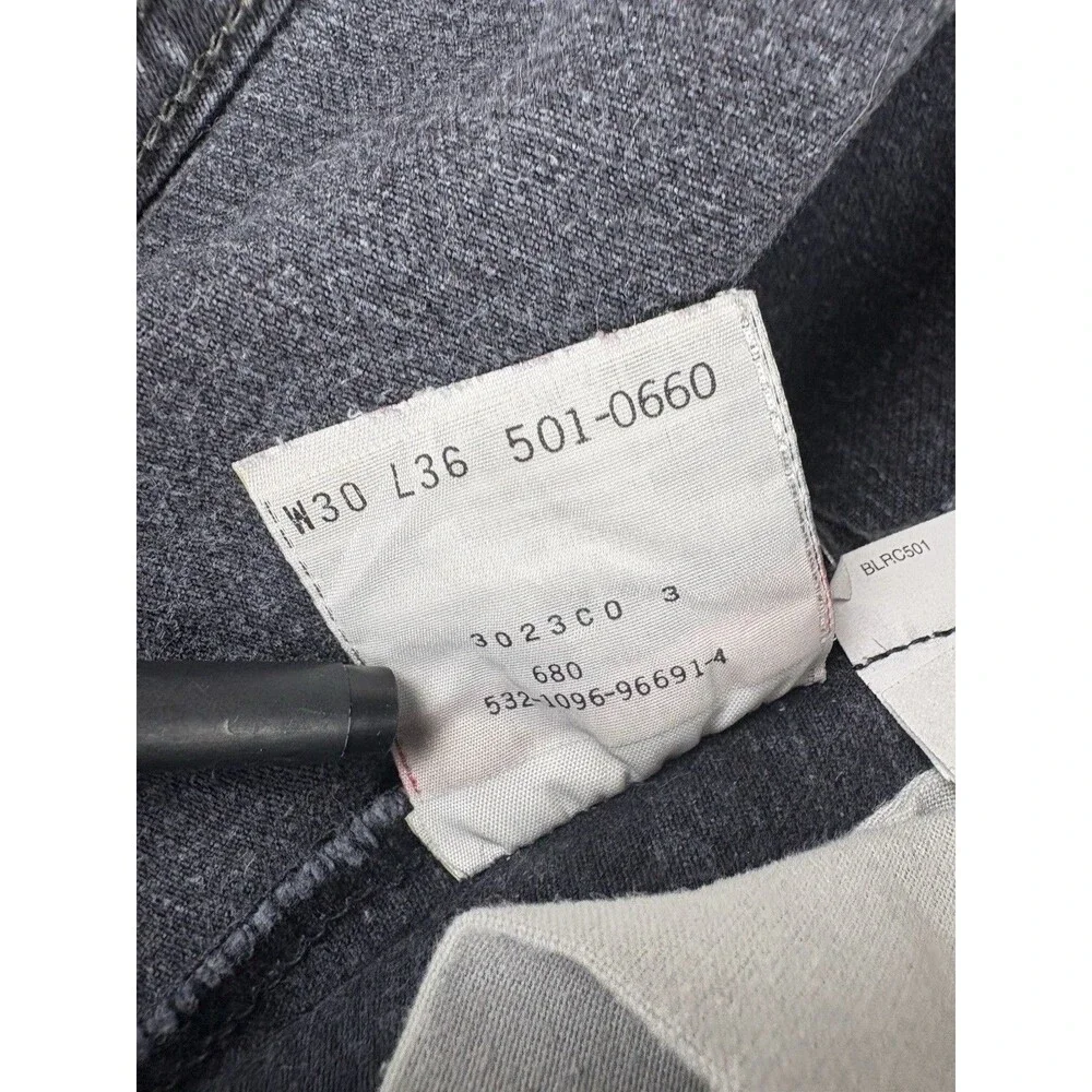 Vintage Levi's 501 Jeans Mens 30x36 (FITS 28x34) Black Button Fly USA Made 90s